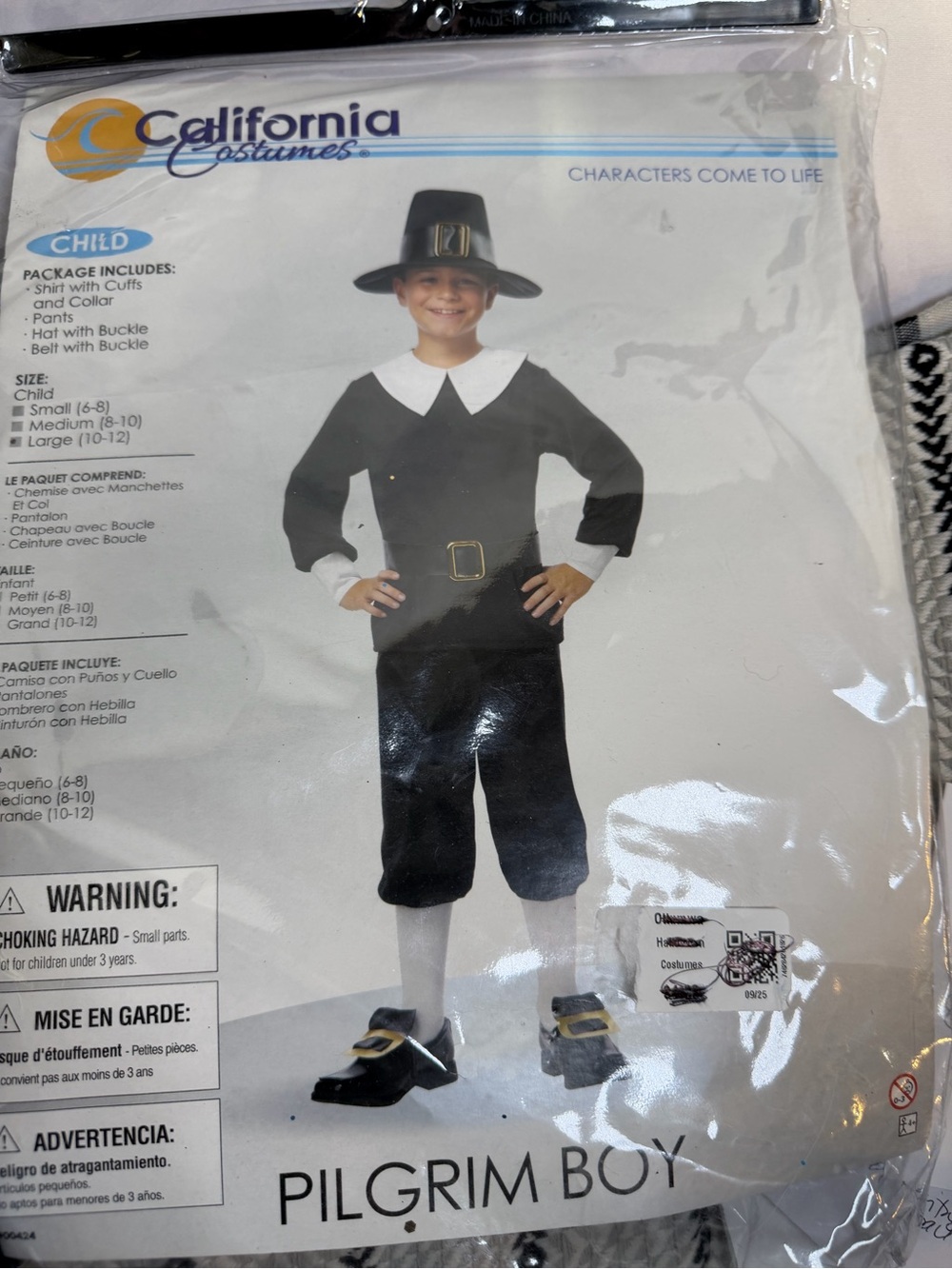 California Costumes Pilgrim Boy Costume - Black and White